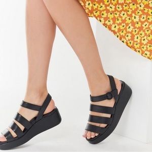Camper Misia Strappy Flatform Black Sandals